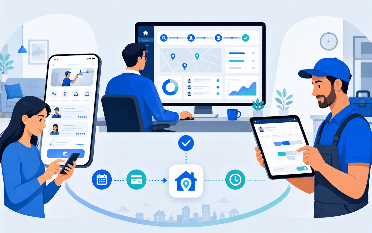 Designing a Three-Sided Local Services Marketplace for SewaMart interface preview