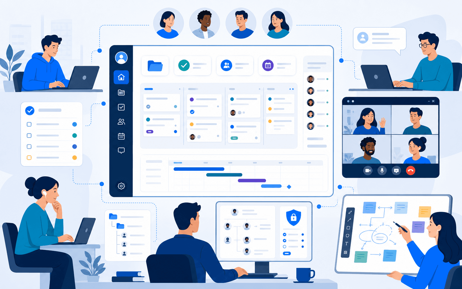 Bringing Projects, Meetings, and Collaboration Together in Team1.co interface preview